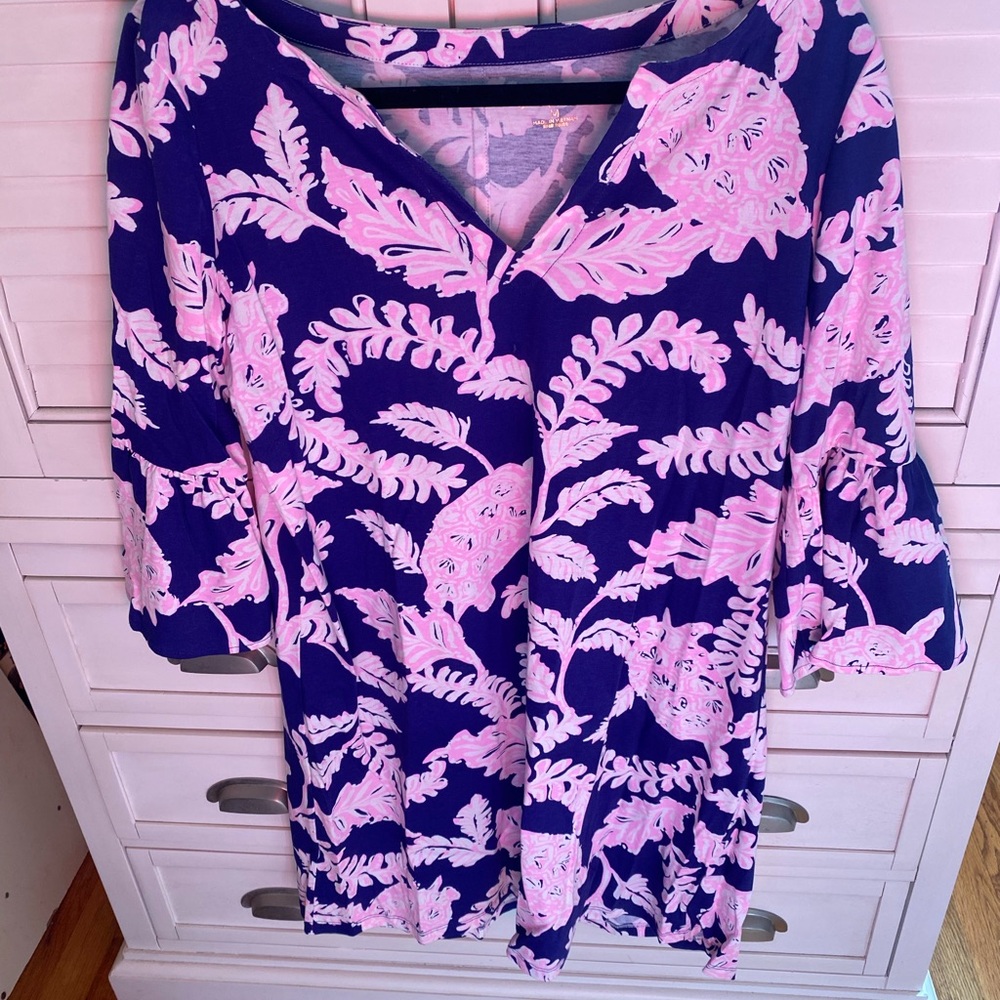 Lilly Pulitzer Navy and Pink Long Sleeve Dress